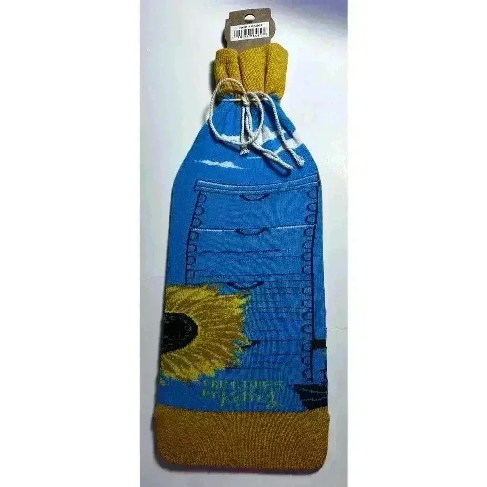 Bee Kind Bee Humble Bee Happy Sunflowers Wine Bottle Sock Primitives by Kathy